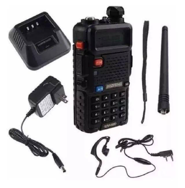 Rádio Comunicador HT Dual Band UHF VHF UV-5R com FM Fone de Ouvido PTT - Foto 2