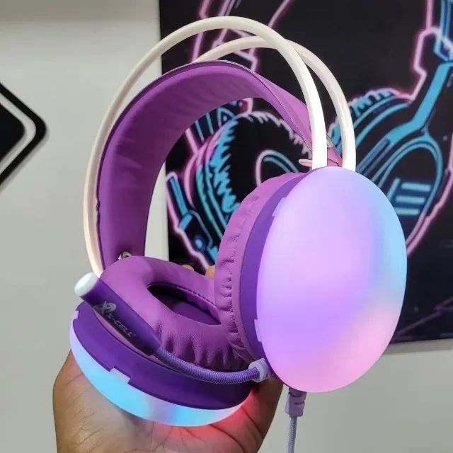 Fone Headset Gamer RGB USB P3 Roxo ou Preto X-Cell XC-HS18 - Foto 5