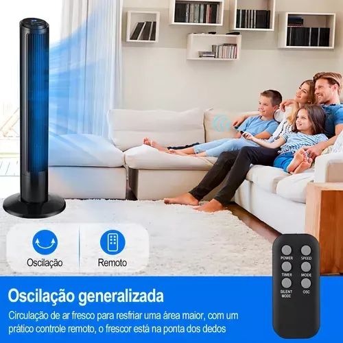 Ventilador De Torre Silencioso 127v Com 2 Modos E 3 Velocidades Antuvi Resfrie Rapidamente - Foto 3