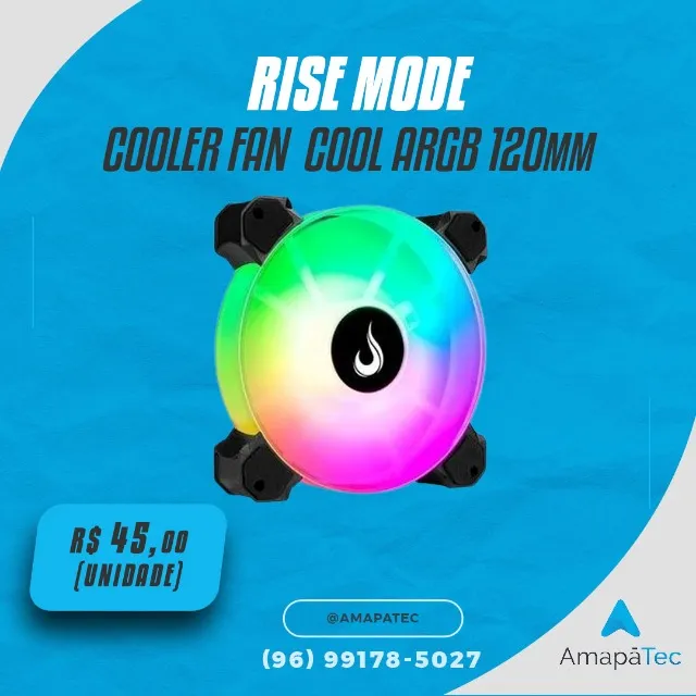 Ventoinha Rise Mode Cool Motherboard 120mm ARGB Preto