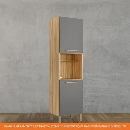Paneleiro Para Cozinha Com 2 Portas 100% MDF Carmenere Amendoa/Chumbo Ronipa<br><br> - Foto 2