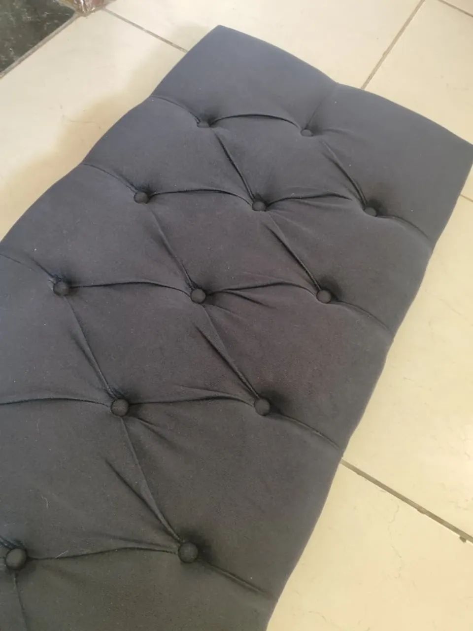 Cabeceira Casal Estofada Preta 140x55cm
