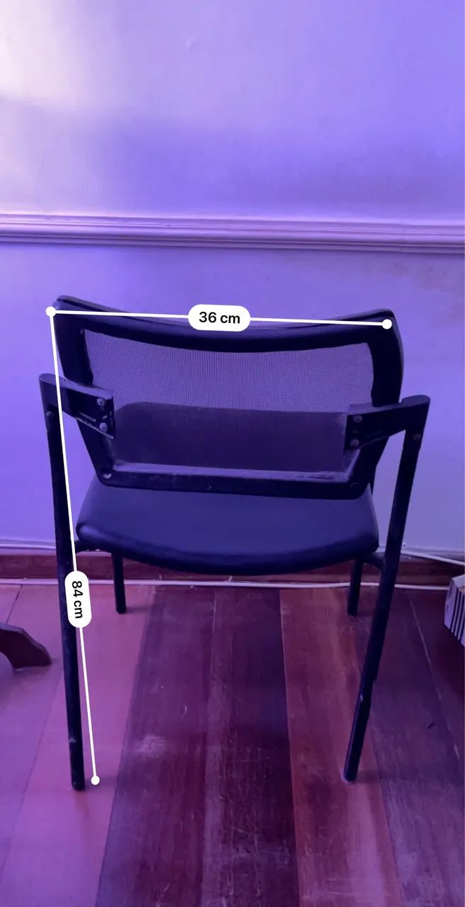 Cadeira fixa com encosto em tela - Preta  - Foto 3