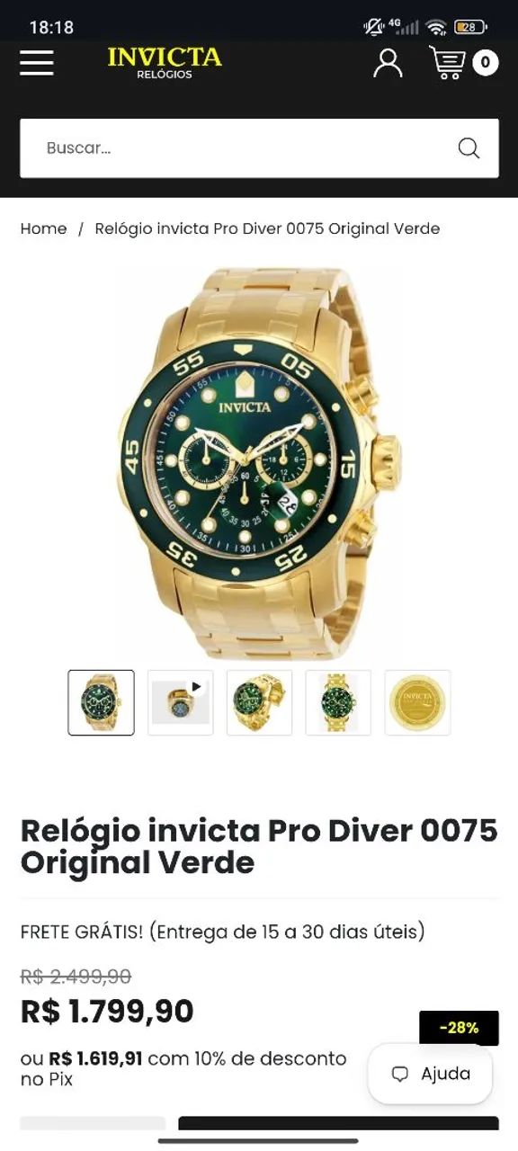 Relógio invicta Pro Diver 0075<br>Original Verde - Foto 5