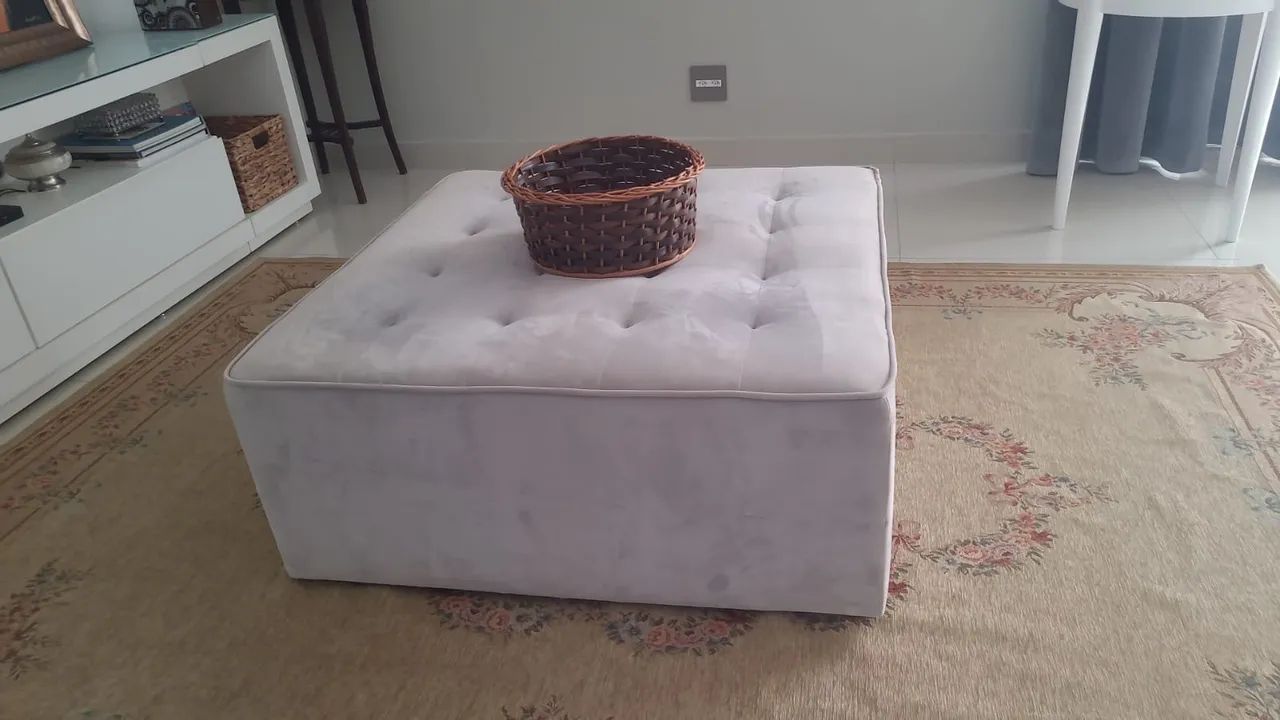 Puff suede para sala 