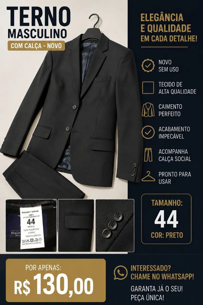 Vendo terno com calça social 