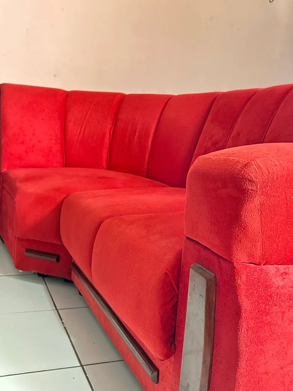 Sofá Vermelho Suede | 6 lugares