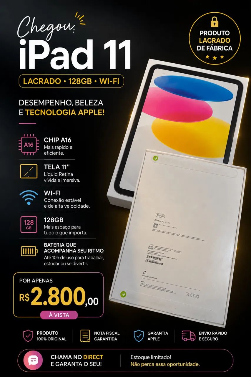 iPad 11 128gb lacrado 