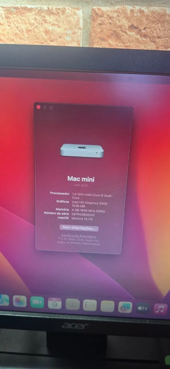 Mac Mini Late 2014 Core I5 256GB SSD MacOS Ventura - Foto 3