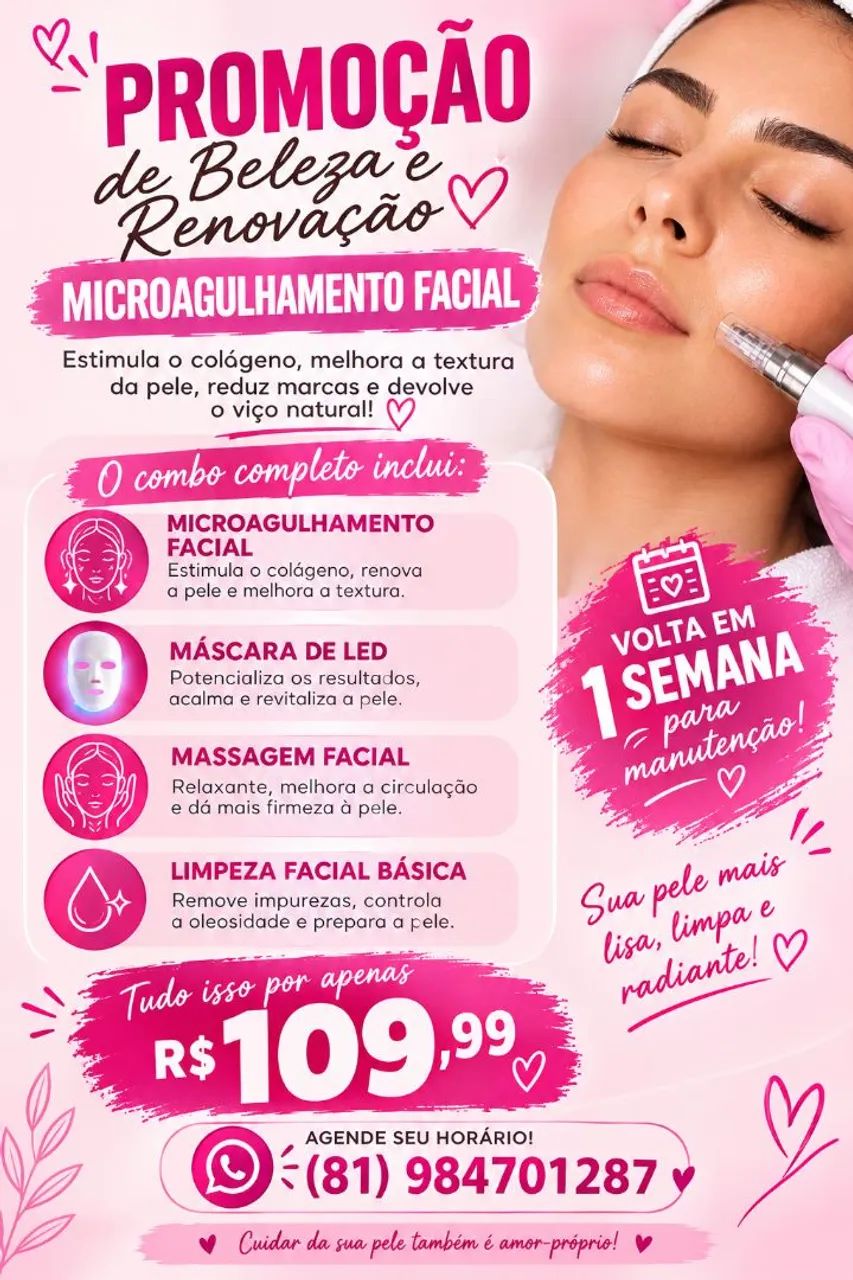 Microagulhamento facial - limpeza de pele básica 