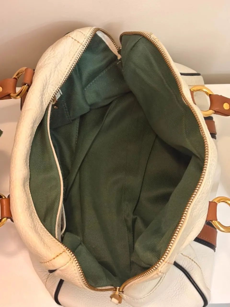Bolsa Baú Corello em Couro Legítimo Off-White - Foto 5