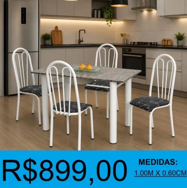 Mesa de granito com 4 cadeiras - a pronta entrega 