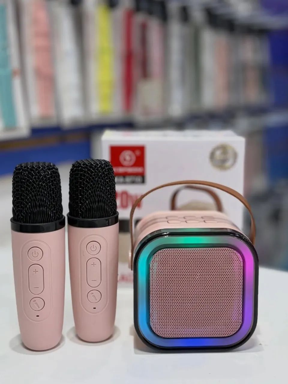 Caixa de Som Karaokê 20w Dois Microfones - Entrega Grátis - Foto 2