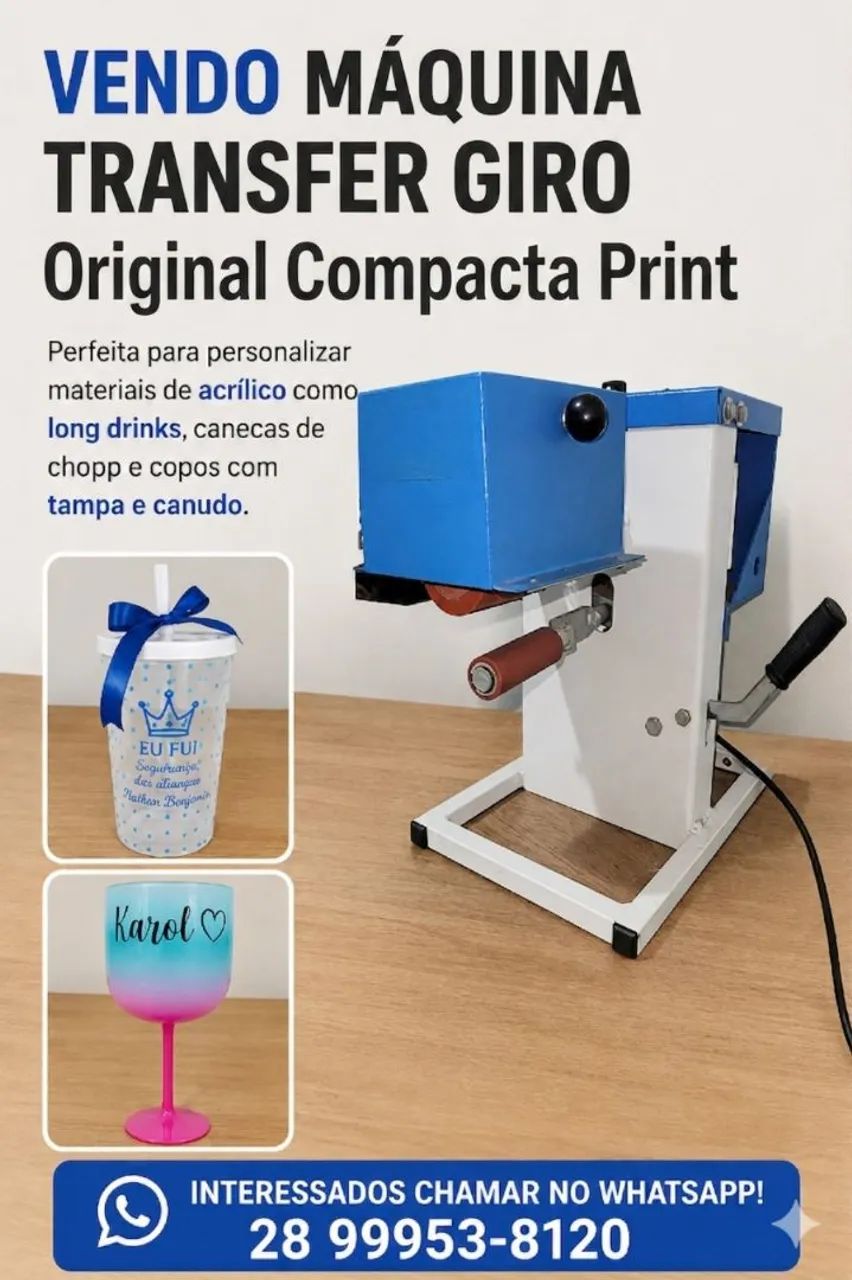 Máquina transfer giro para estampar copos 