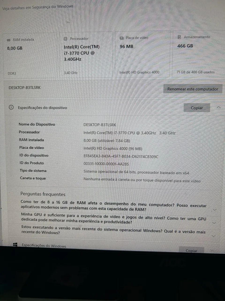 ? PC Intel Core i7 - 8GB RAM - HD 500GB - Pronto para uso - Foto 3