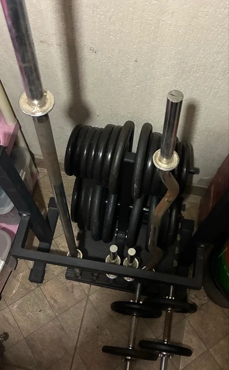 190 KG DE ANILHAS DE FERRO + BARRAS E HALTERES ? DESAPEGO - Foto 3