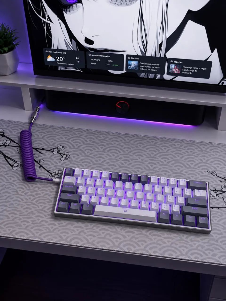 [NOVO] Cabo Coiled Aviator Roxo USB-C para Teclado Mecânico e Magnético - Foto 2