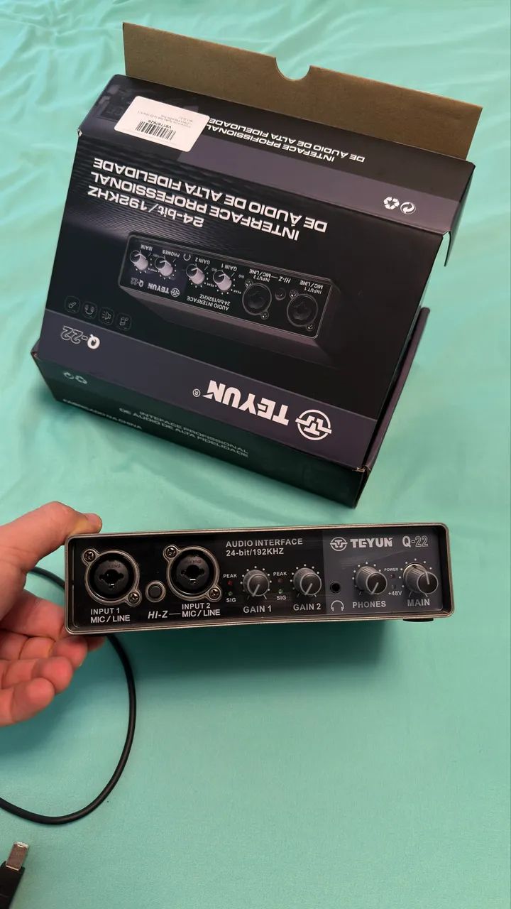 Interface de Áudio USB Teyun Q-22 | 24-bit / 192kHz | +48V Phantom