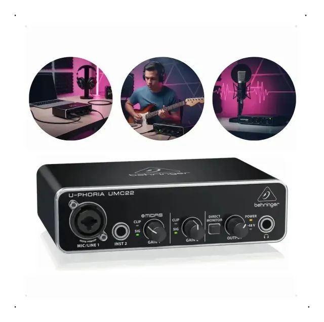 Interface De Áudio Behringer U-phoria Umc22 Midas Usb