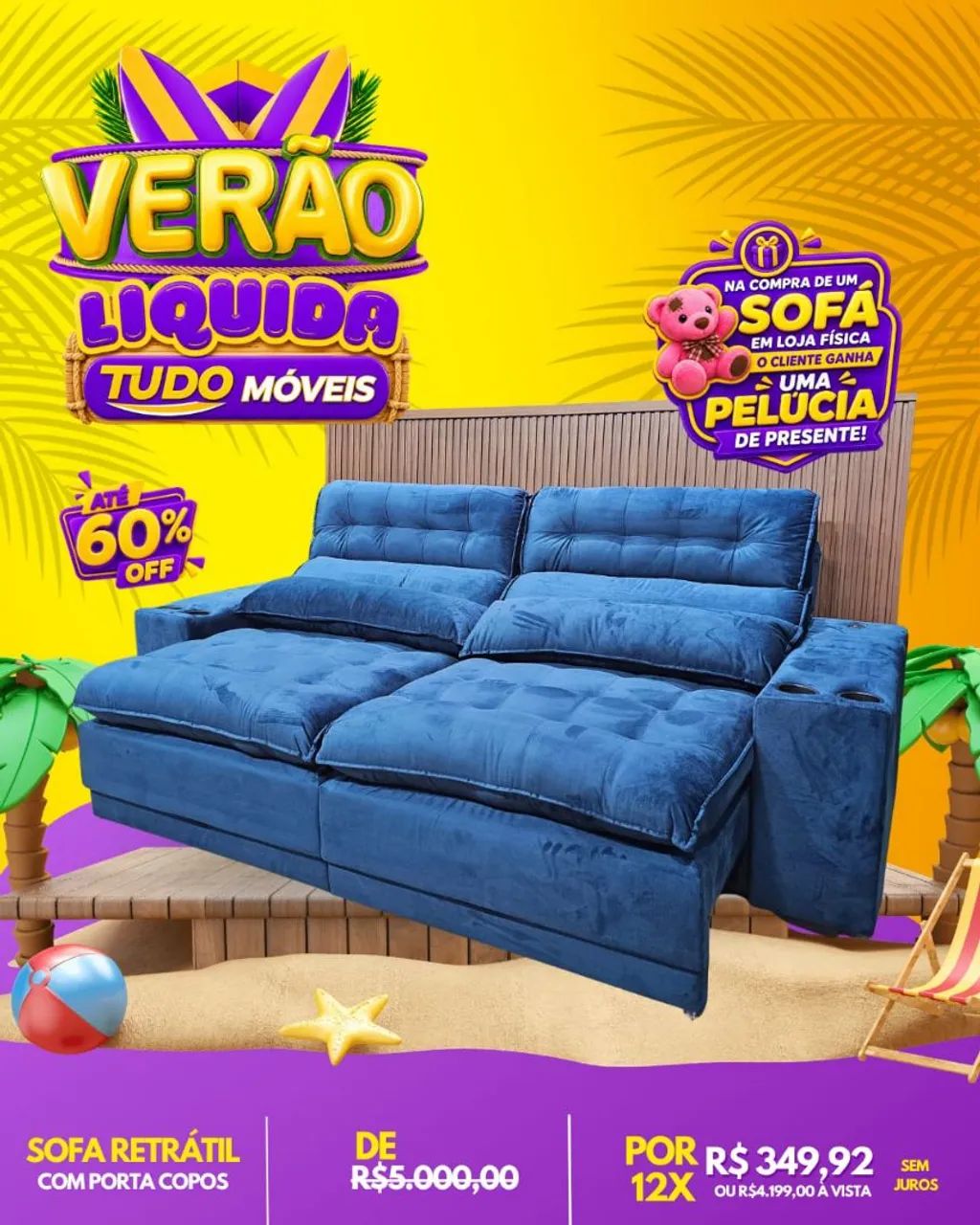SOFÁ 5 LUGARES RETRÁTIL E RECLINÁVEL COM PORTA COPO E ENTRADA USB - Foto 5