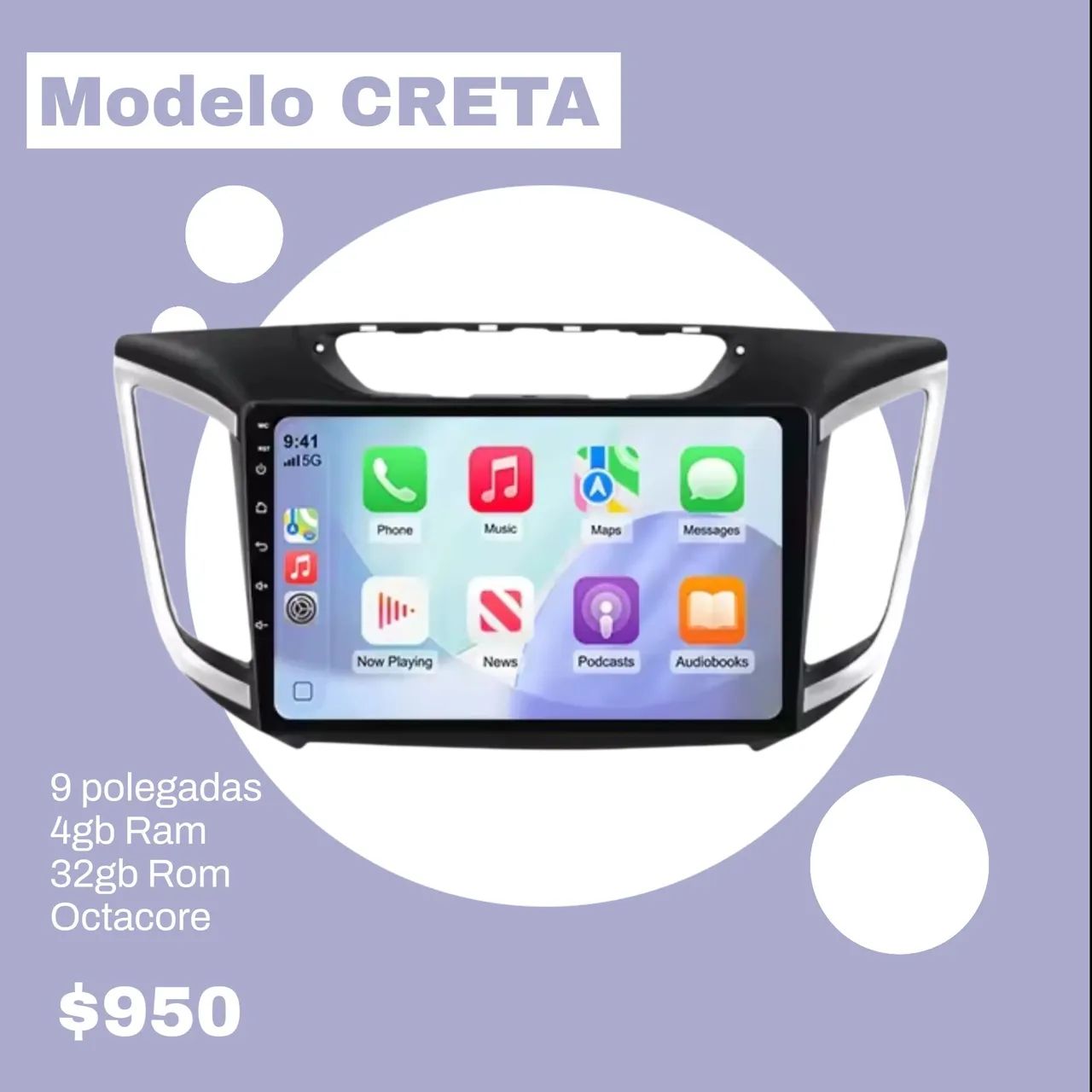 Central Multimídia 9 polegadas Creta 