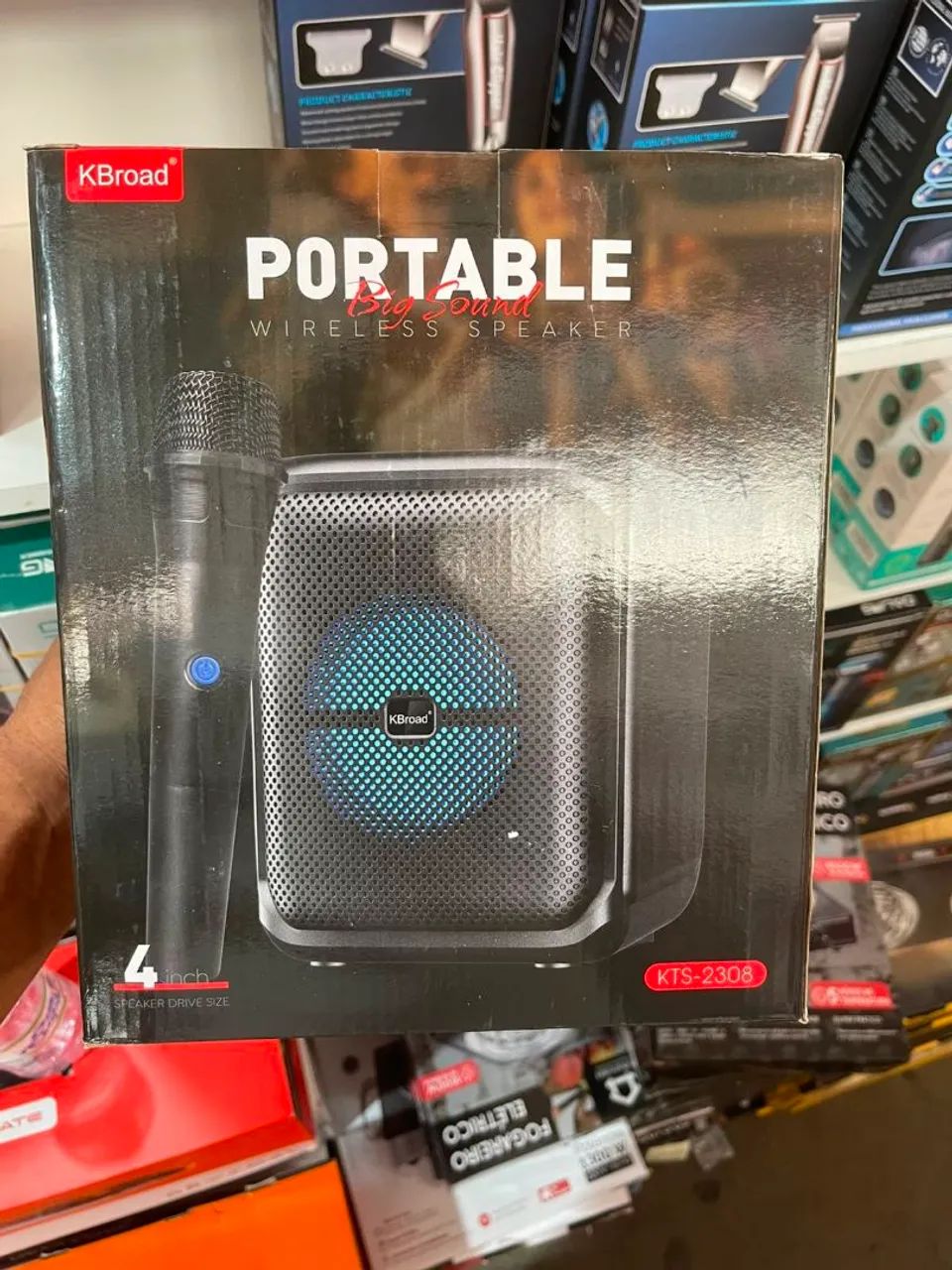 Caixa de som amplificada acompanha microfone pega Bluetooth pendrive cartão usd e FM  - Foto 2
