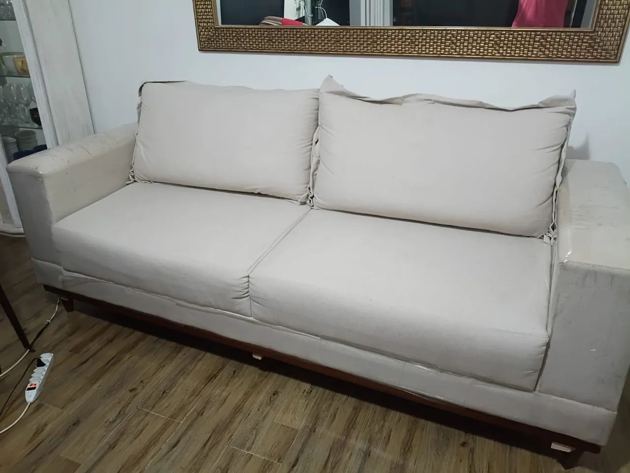 Sofá de linho bege 2,20 m | Impermeabilizado e em perfeito estado