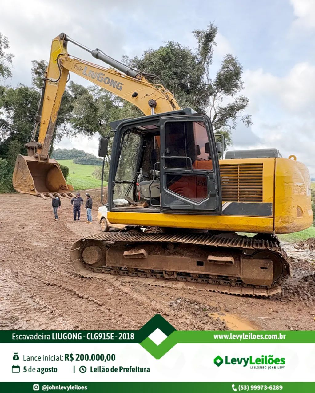 Escavadeira hidráulica LIUGONG modelo CLG915E ano 2018 - Leilão
