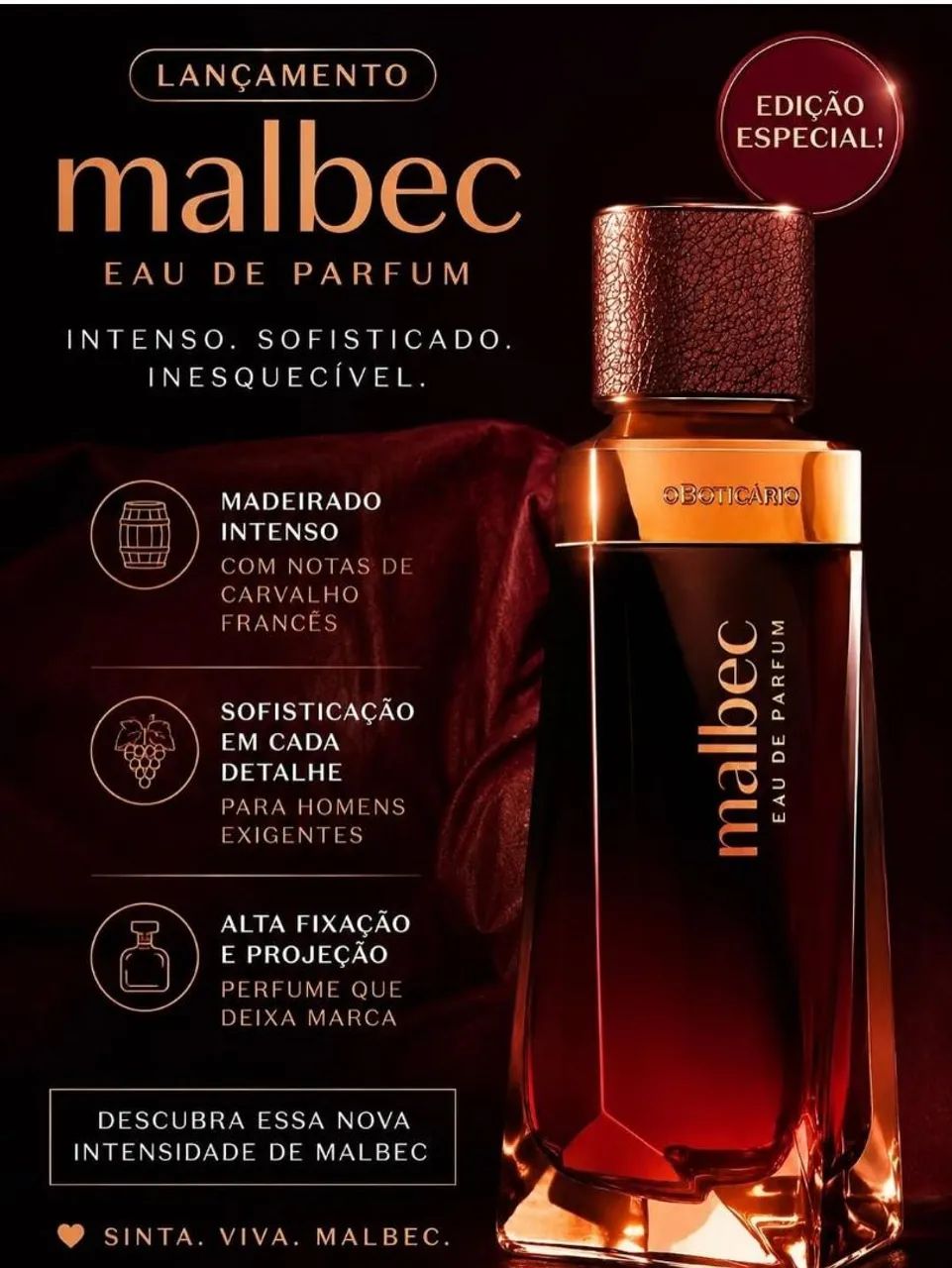 Malbec eua de parfum lançamento o boticário 