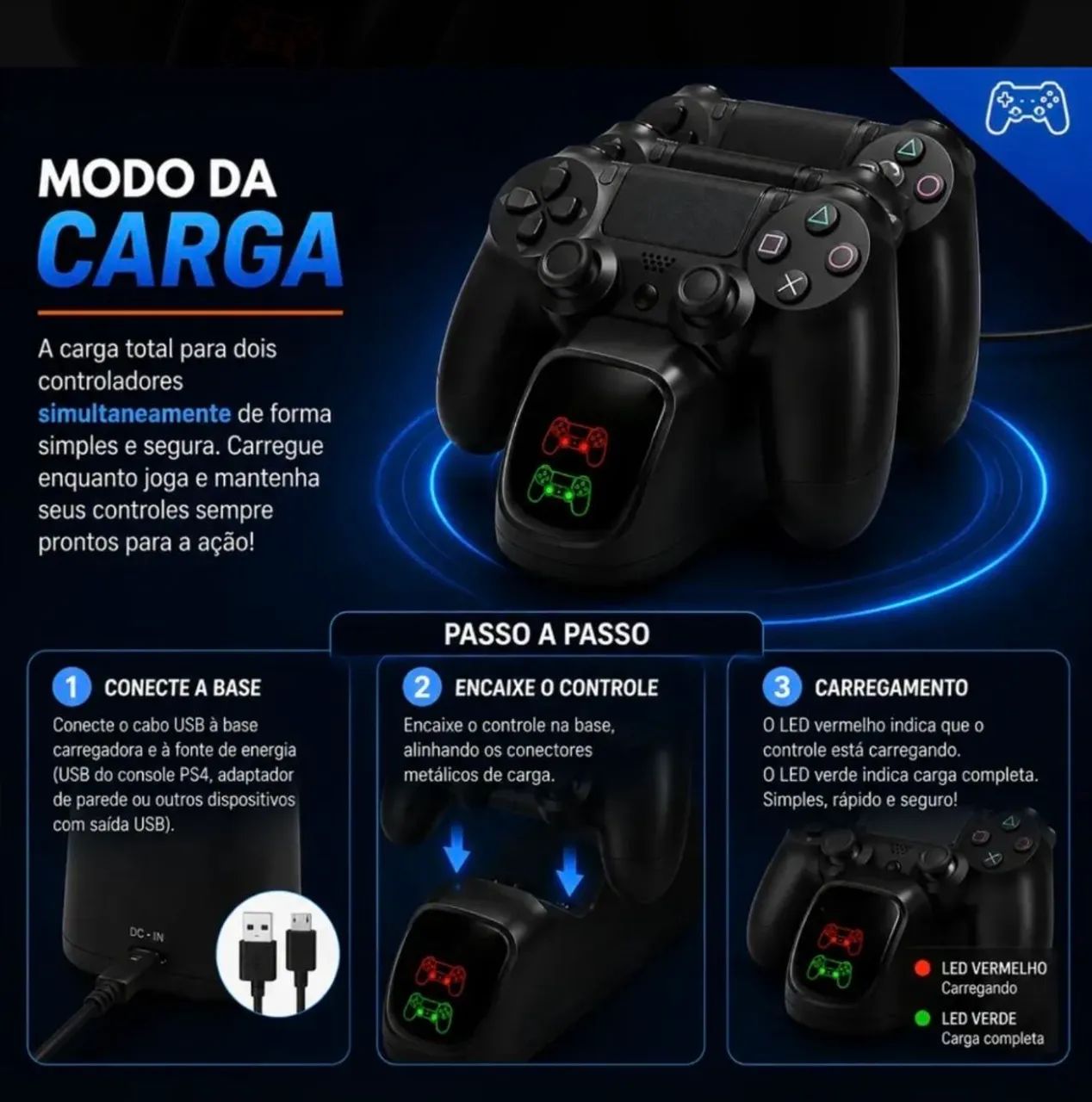 Base carregadora para controle PS4 - Foto 3