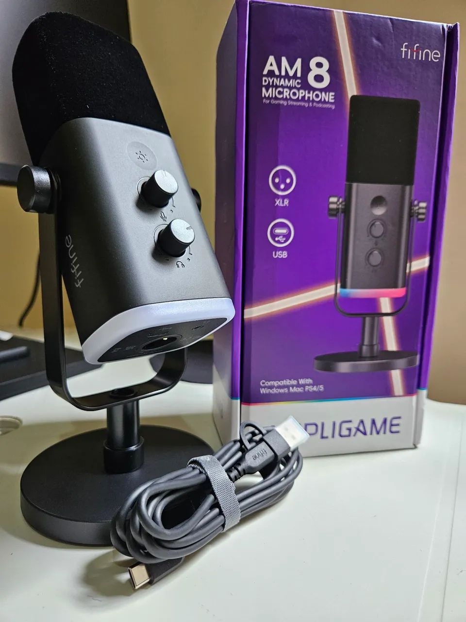 Fifine AM8 Microfone Gamer RGB - USB/XLR para Streaming e Podcast - Foto 5