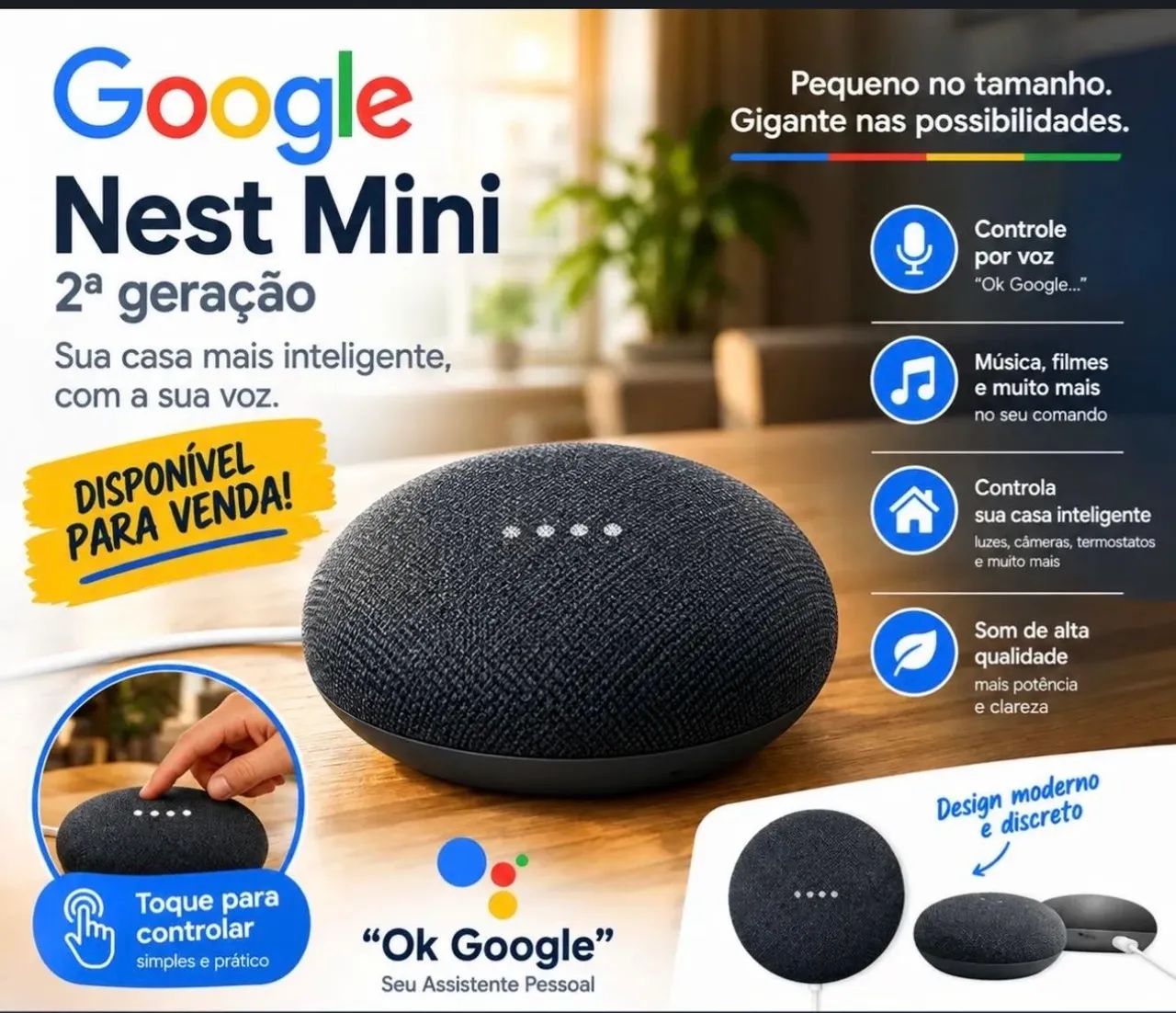 Google Nest Mini - GOOGLE ASSISTENTE  - Foto 2
