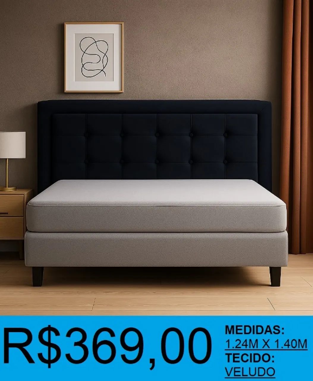 Cabeceira - casal - estofado - compre hoje e receba em até 72 horas 