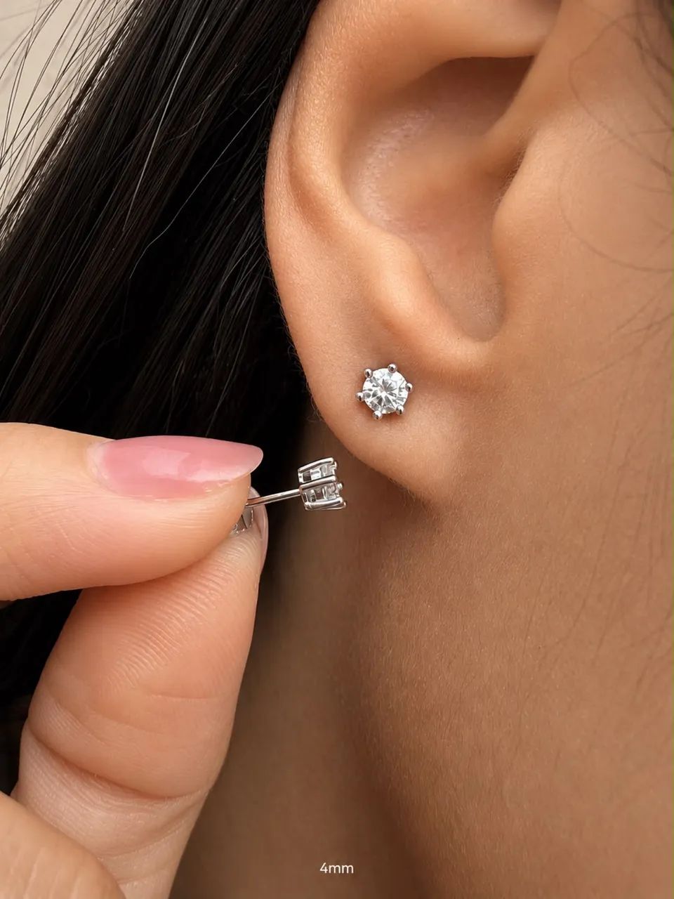 Brinco moissanite 4 mm prata 925 com ródio com certicado e garantia - Foto 4