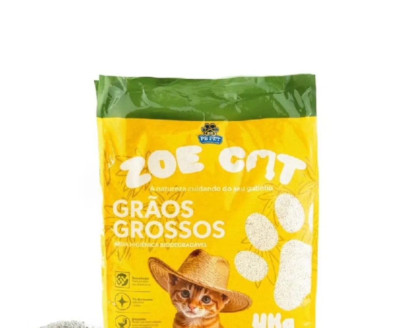 Areia Natural Zoecat 4kg Biodegradável 100% Mandioca Ultra Aglutinante Para Felinos Gatos - Foto 2