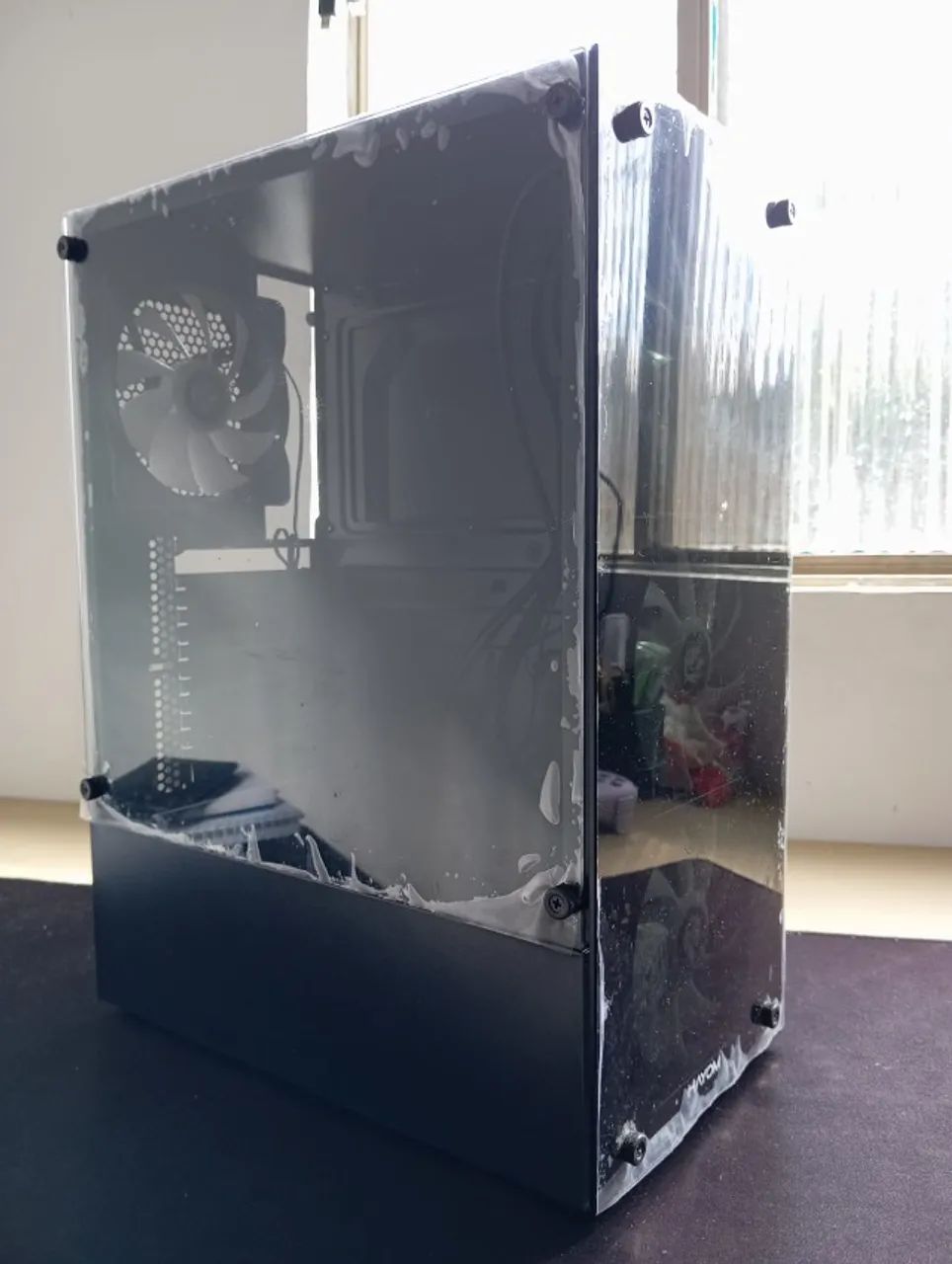 Gabinete Gamer Hayom Mid Tower Vidro Temperado 3 Fans RGB 1 sys fan Black **NOVO** (VENDO  - Foto 3