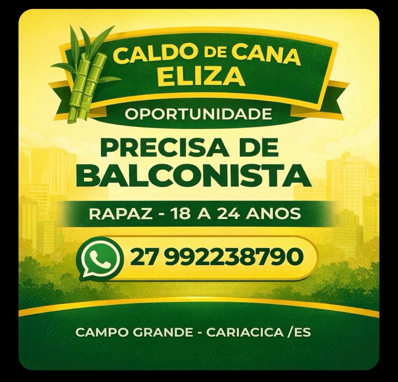 Vaga para balconista de Lanchonete 