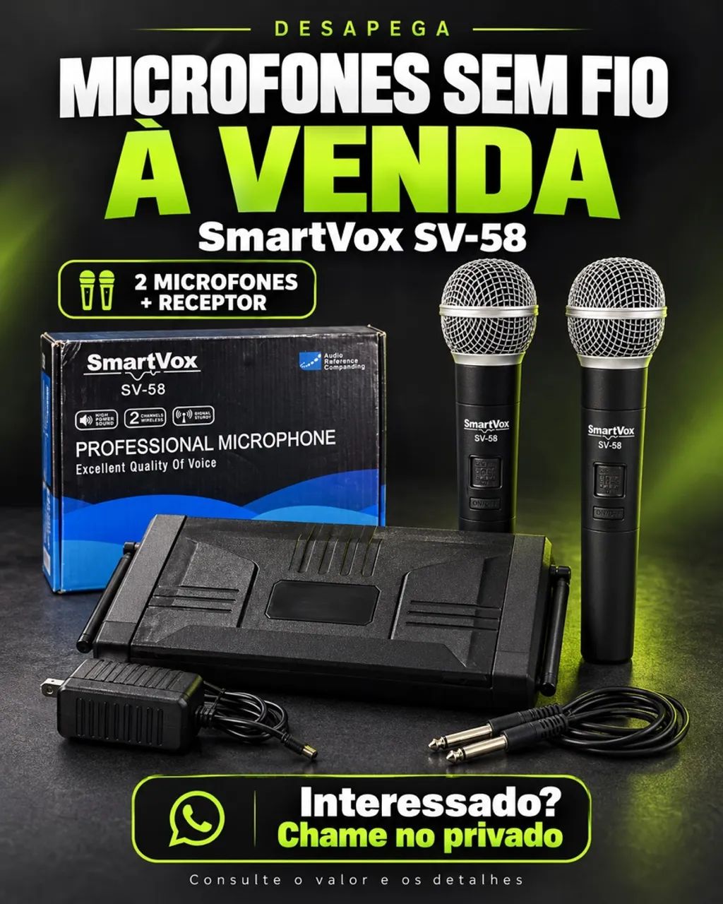 Kit Smartvox SV58 com 2 microfones sem fio