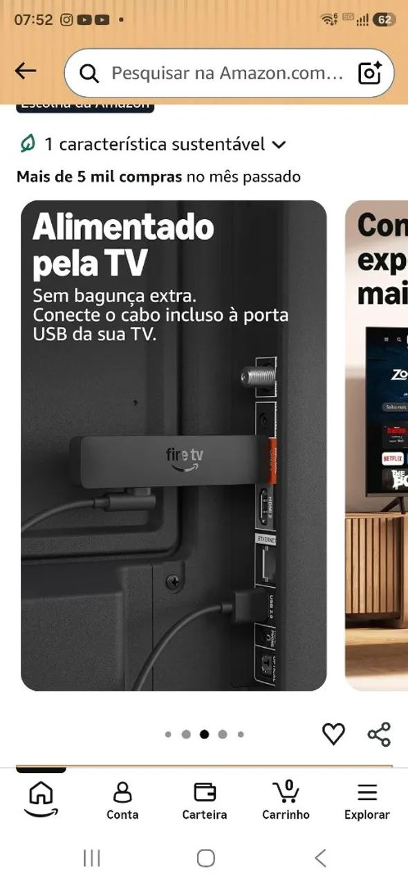 FIRE STICK TRSNSFORMA TV COMUM EM SMART - Foto 4