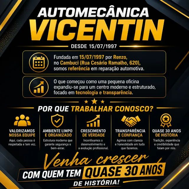 MECÂNICO AUTOMOTIVO - CONTRATA-SE / ADMITE-SE - CAMBUCI