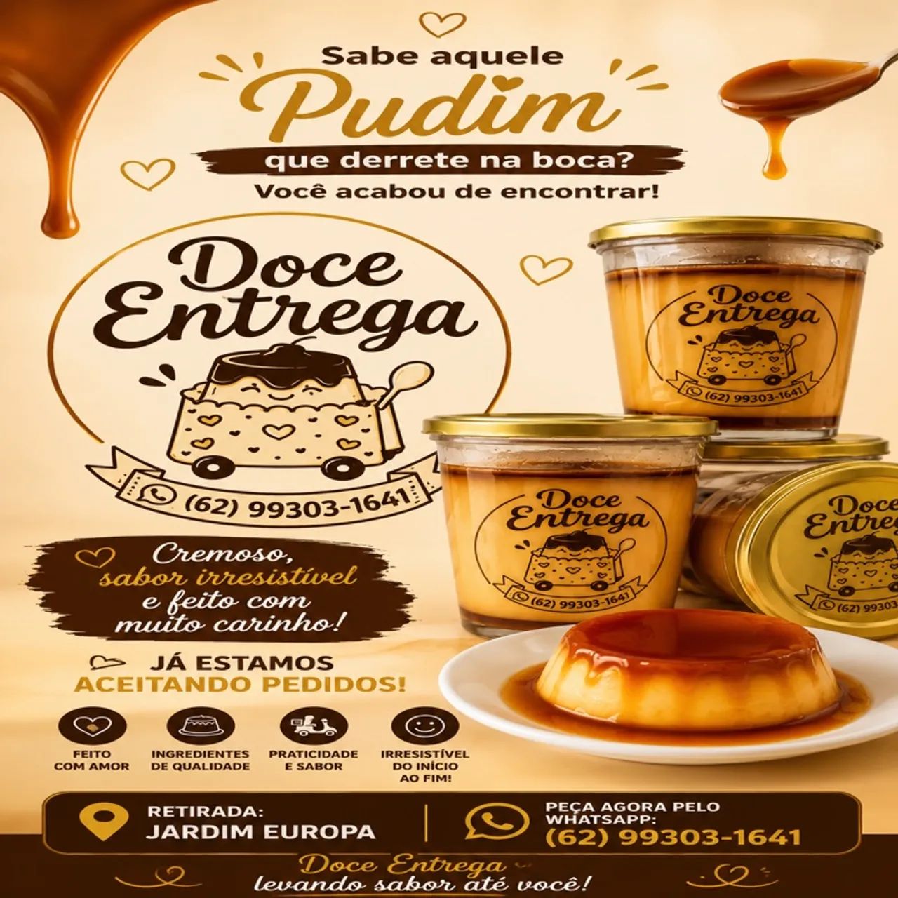Pudim no copo americano 