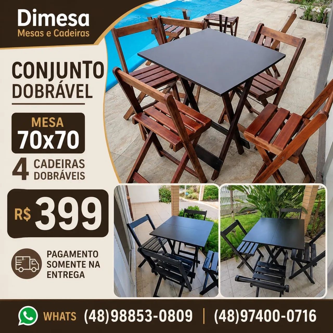 Conjunto de mesas e cadeiras dimesa direto da fábrica. Pague na entrega #mesa #cadeiras ? - Foto 2