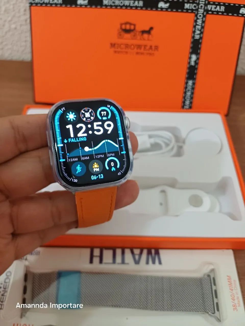 SMARTWATCH Mini com pulseira Extra Prata  - Foto 5