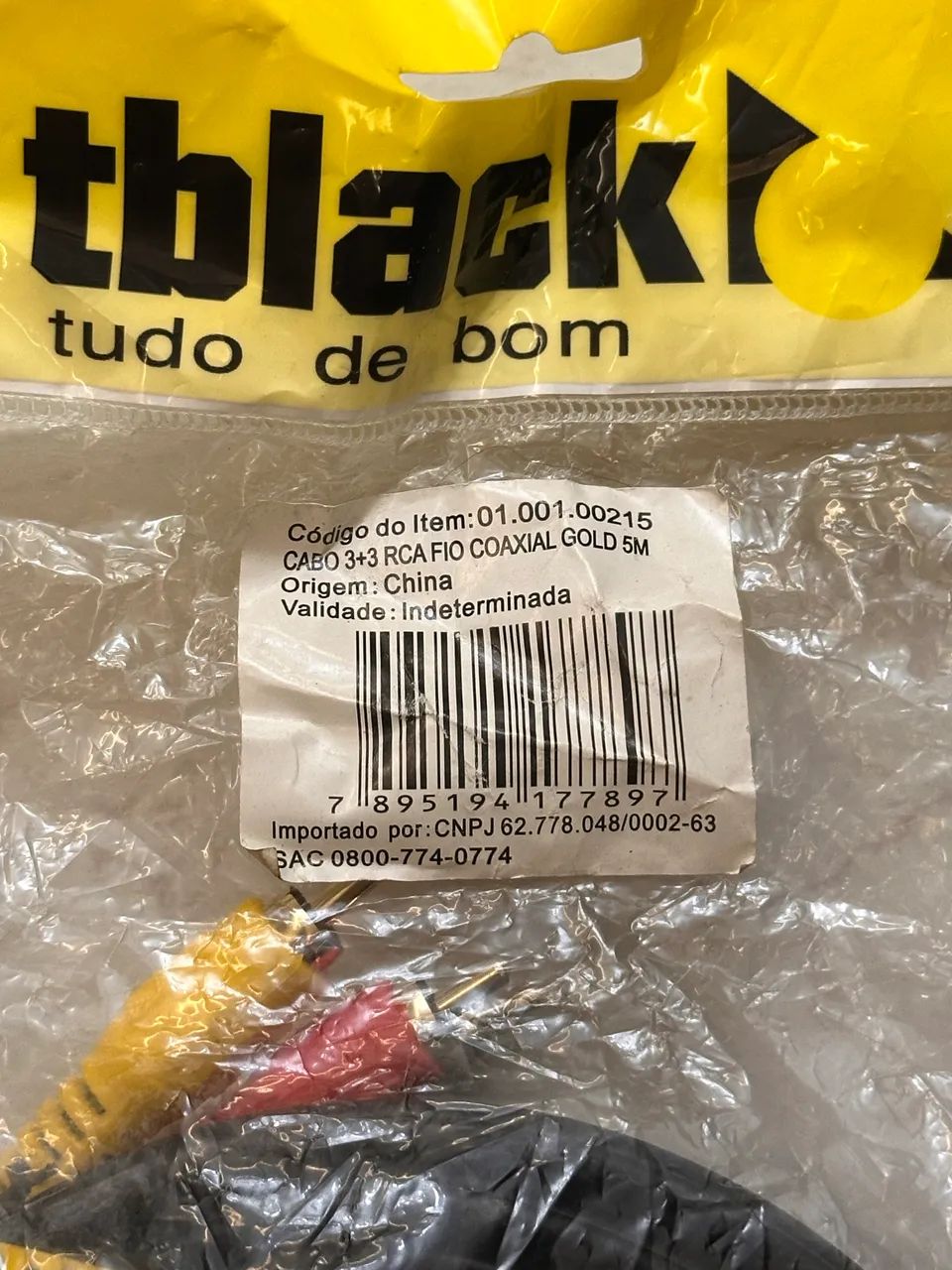 Cabo RCA 3+3 tblack 5m Gold - Áudio e Vídeo | Novo Lacrado - Foto 2