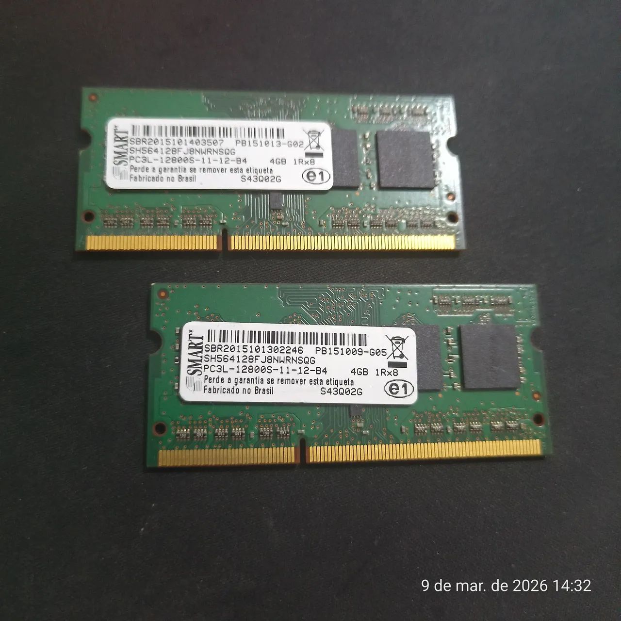 Memória DDR3 de 4GB cada para Notebook