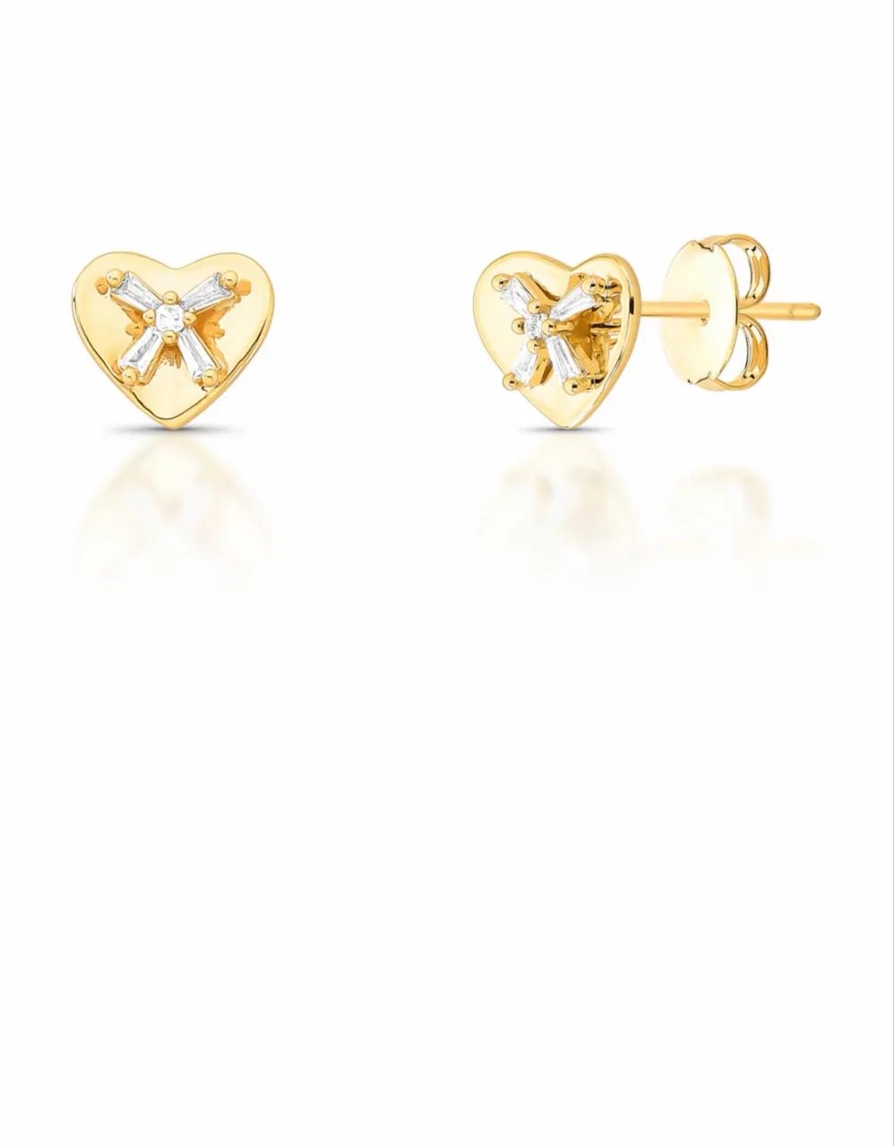 Colar e brinco coração banho ouro 18k - Foto 2