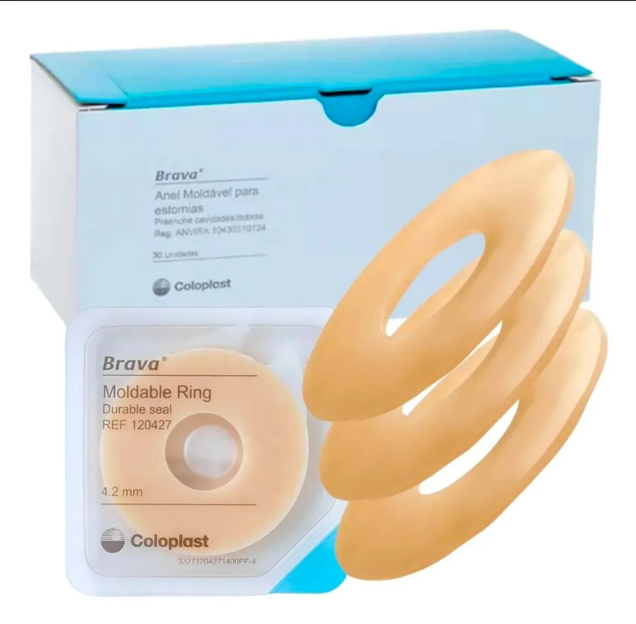 Brava Moldable Ring for Stomas, Ileostomy, Colostomy, 4.2 mm, Coloplast – 10 Units, Beige