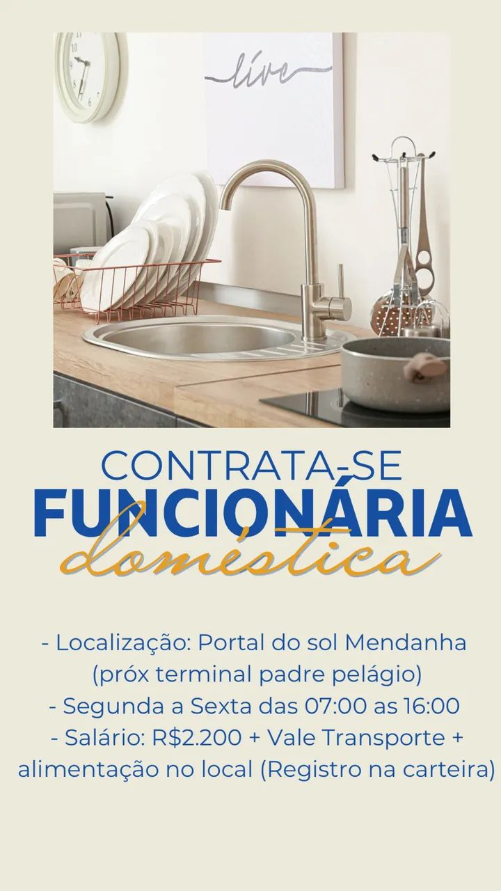 Contrata-se Funcionária Doméstica 