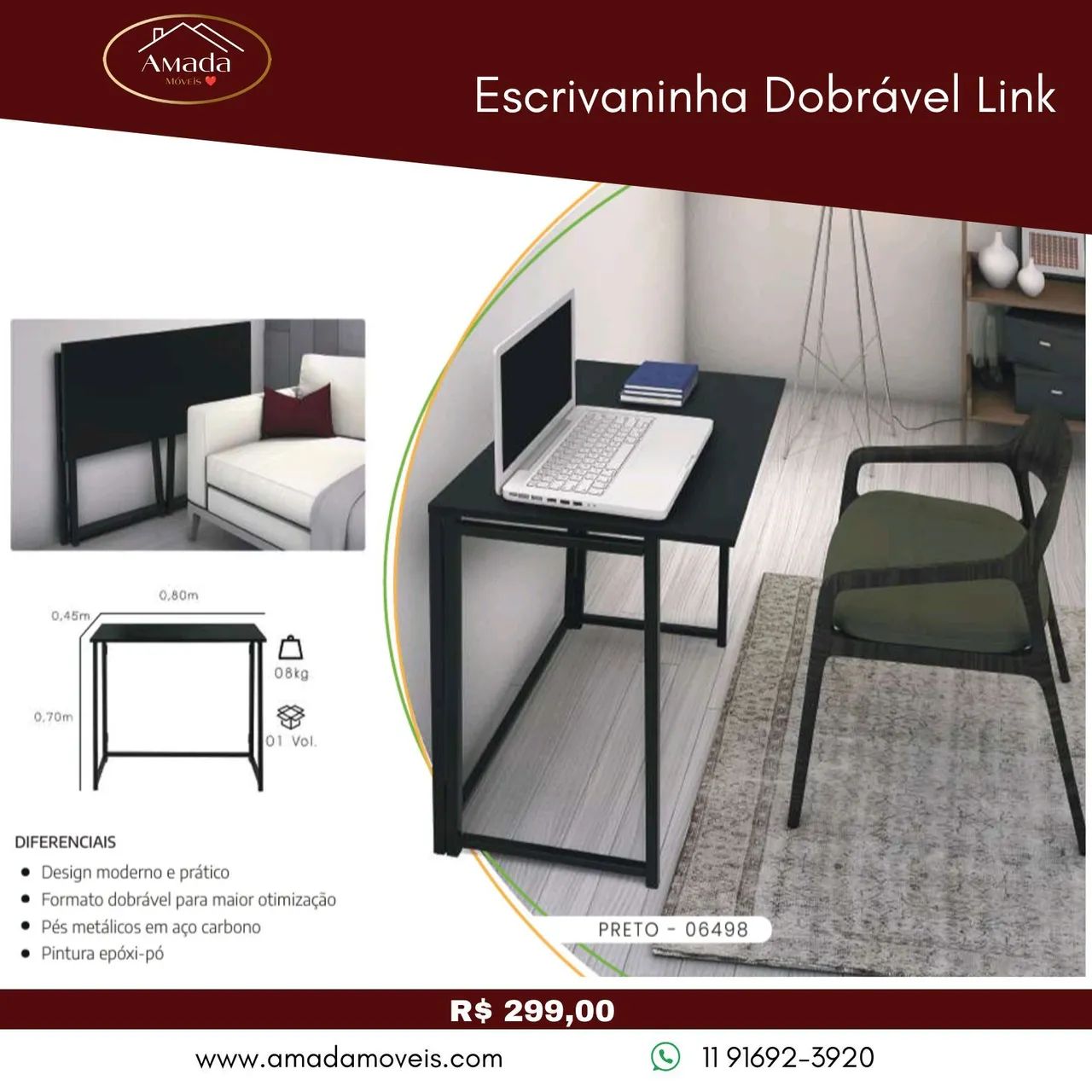 Escrivaninha dobrável , à pronta entrega 