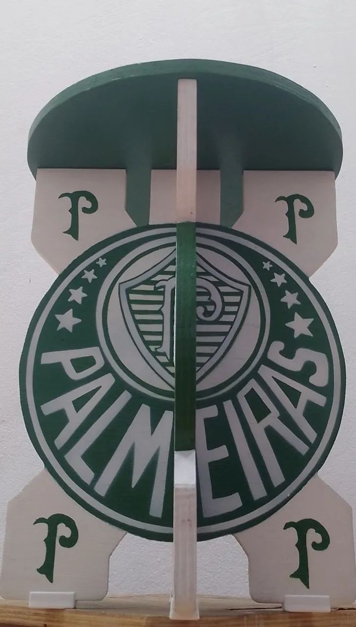 Banquinho Palmeiras Personalizado Artesanal  - Foto 4